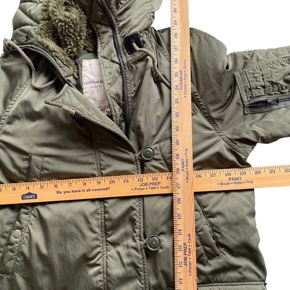 Ralph Lauren Denim & Supply Jacket Medium Green Military Down Sherpa Lined Hood - Picture 12 of 16